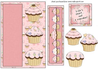 Pink Cupcake Bookmark Card Front - CUP381471_659 | Craftsuprint