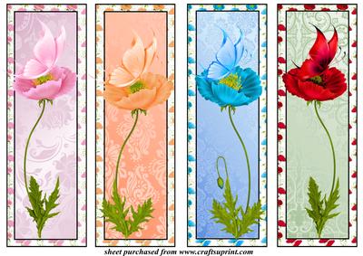 4 Poppy/butterfly Bookmarks - CUP422385_659 | Craftsuprint