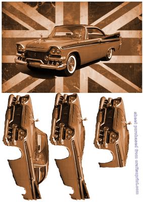 Old Vintage British Car on Vintage British Flag - CUP60601_668