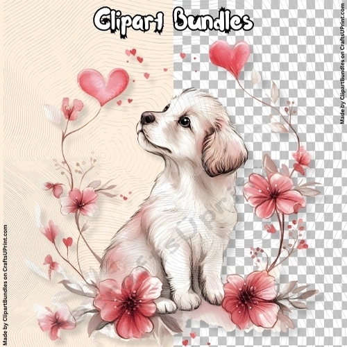Cute Valentines/Romance Puppy Clipart (4096px x 4096px, 300dpi, .png ...