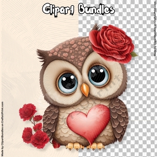 Cute Chibi Valentine Owl Clipart (4096px x 4096px, 300dpi, .png file ...