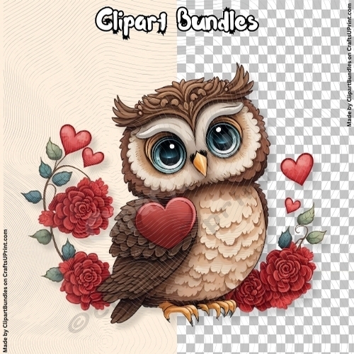 Cute Chibi Valentine Owl Clipart (4096px x 4096px, 300dpi, .png file ...