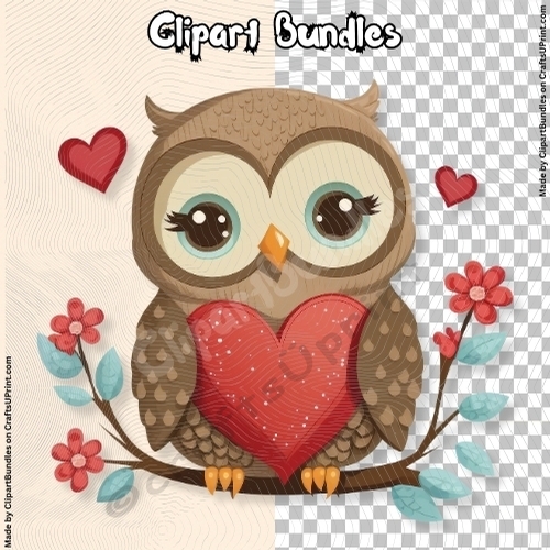 Cute Chibi Valentine Owl Clipart (4096px x 4096px, 300dpi, .png file ...