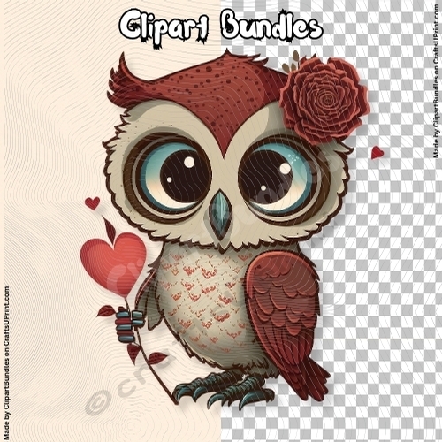 Cute Chibi Valentine Owl Clipart (4096px x 4096px, 300dpi, .png file ...