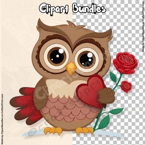 Cute Chibi Valentine Owl Clipart (4096px x 4096px, 300dpi, .png file ...