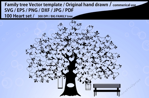 100 heart family tree template - CUP1080634_83612 | Craftsuprint