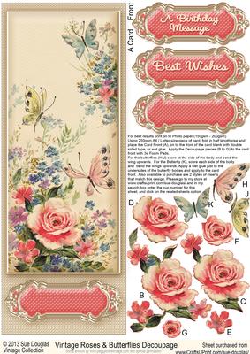 Vintage Roses and Butterflies Large Dl Decoupage - CUP415458_422 ...