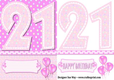 21st Birthday Girl Quick Card - CUP228004_38 | Craftsuprint
