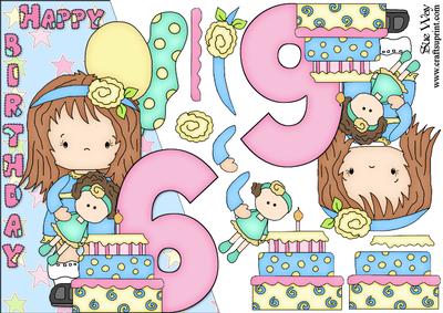 Girls 6th Birthday Card Front and Decoupage - CUP419093_38 | Craftsuprint