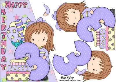 Free Printable Girls 3rd Birthday Card