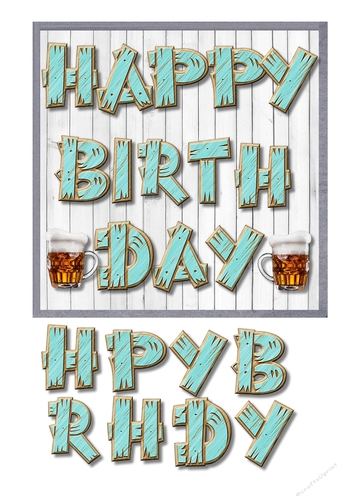 Wooden letters blue happy birthday - CUP848832_43516 | Craftsuprint