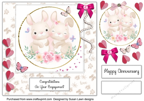 Anniversary card - cute rabbits - CUP1145475_18940 | Craftsuprint
