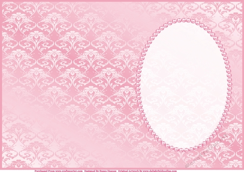 Pretty Pink Damask Insert, With Pearls - CUP963843_846 | Craftsuprint