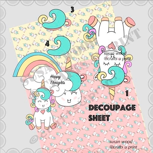 Happy Unicorns Decoupage mini card kit CUP858481_927 Craftsuprint