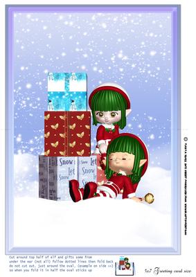 Cute Elves Fold Back Christmas Card Front - CUP270862_1446 | Craftsuprint