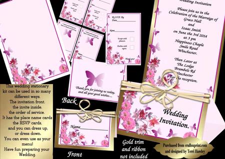 Pink Lilies Wedding Stationary - CUP526097_906 | Craftsuprint