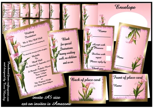 Pink and white lilies wedding stationary kit - CUP833508_906 | Craftsuprint