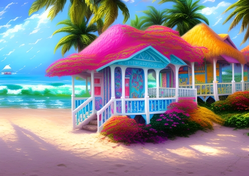 Very bright beach huts - CUP1189792_2738 | Craftsuprint