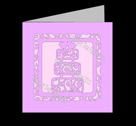 Filigree Wedding Cake Card Template - CUP707639_1929 | Craftsuprint