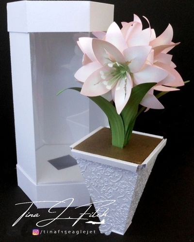 3D Pop-Up Amaryllis Schneekugel Karte – Mit Glitzer, Zum Aufstellen