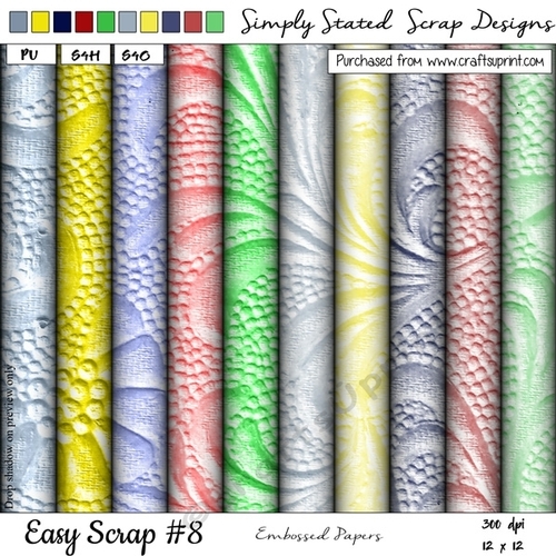 Easy Scrap 8 Embossed Papers 12 x 12 CUP941813_95318 Craftsuprint