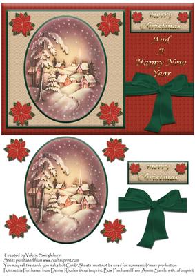 Vintage Snow Scene in Oval Frame Christmas Card Front - CUP254141_880 ...