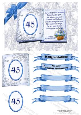Blue Rose Basket 45th Wedding Anniversary - CUP340295_543 | Craftsuprint