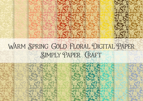 Warm Spring Gold Floral Digital Paper - CUP1090061_43136 | Craftsuprint