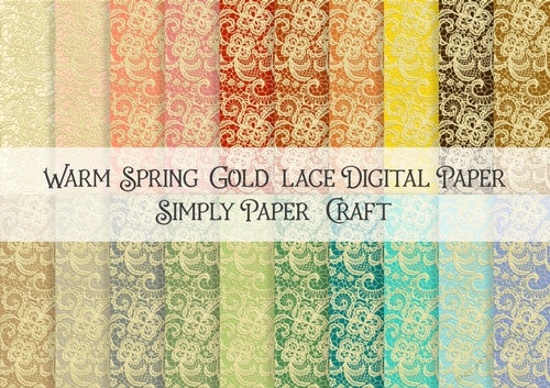 Warm Spring Gold Lace Digital Paper - CUP1090064_43136 | Craftsuprint