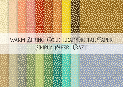 Warm Spring Gold Leaf Digital Paper - CUP1090067_43136 | Craftsuprint