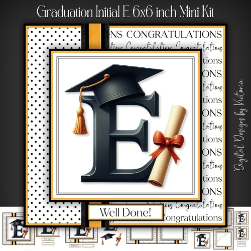 Graduation Initial Graduation Initial E 6x6 inch Mini Kit - CUP1381908_43136 | Craftsuprint