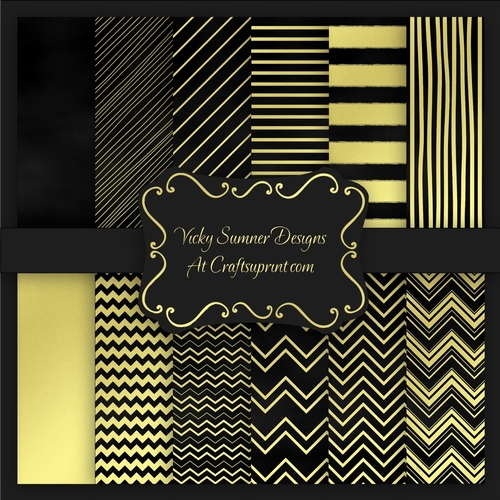 Black and Gold A4 Backing Paper Set of 12 CUP769975_43136 Craftsuprint
