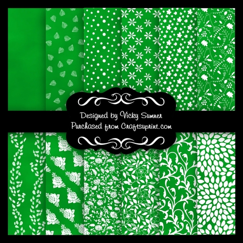 Dark Green Floral A4 Backing Paper Set of 12 CUP773675_43136