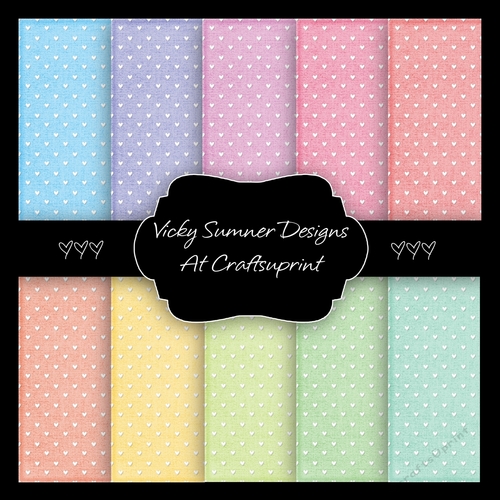 Heart Distressed Pastel A4 Backing Paper Set of 10 CUP777161_43136