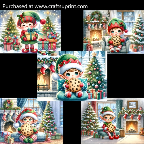 Pretty Cute Elf with a Cookie 5x7 - CUP1266137_124952 | Craftsuprint