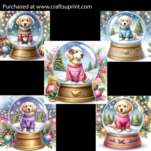 Charming Golden Retriever in a Snowglobe Card Fronts CUP1267245
