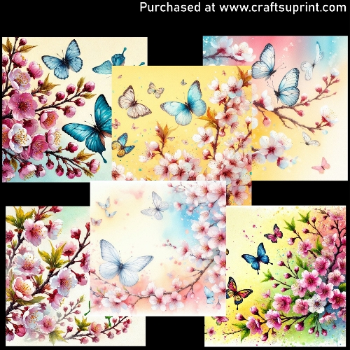Cherry flowers and Butterflies - CARD FRONTS - CUP1361002_124952 ...
