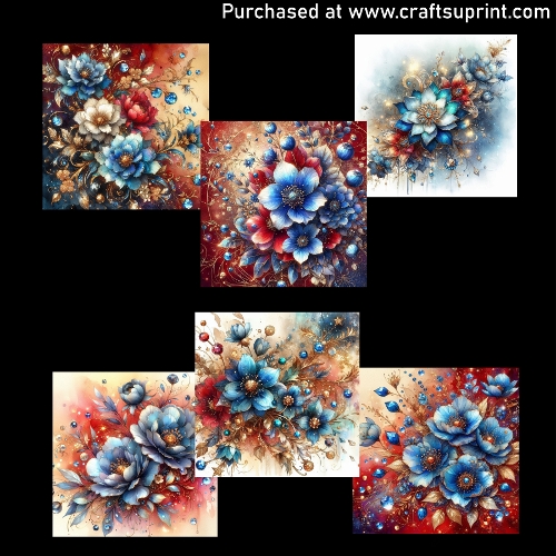 Blue flowers - CARD FRONTS - CUP1378522_124952 | Craftsuprint
