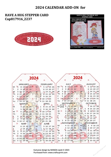 Hug Calendar 2024 ADD-ON FOR HAVE A HUG STEPPER CALENDAR - CUP1245947_2237 ...