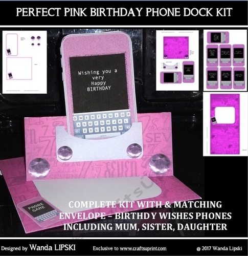PERFECT PINK BIRTHDAY PHONE DOCK CARD KIT - CUP839747_2237 | Craftsuprint