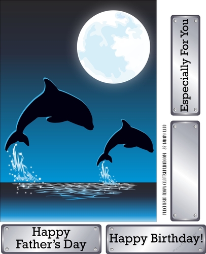 Dolphins in moonlight - Card front / topper - CUP714406_571 | Craftsuprint