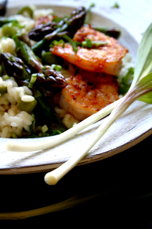 Asparagus and Wild Garlic Risotto, with Spicy Shrimp A Cup of Sugar