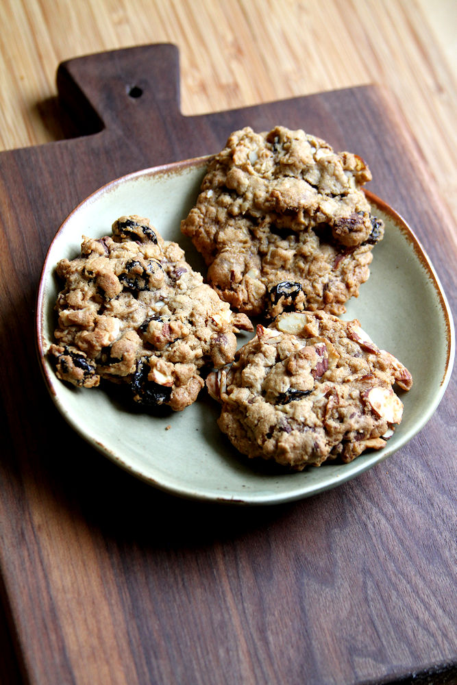 Cherry Chocolate Chip Oatmeal Cookies, with Toasted Almond Slices A