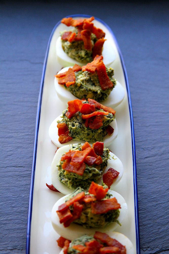 Deviled Eggs Florentine, with Bacon A Cup of Sugar … A Pinch of Salt