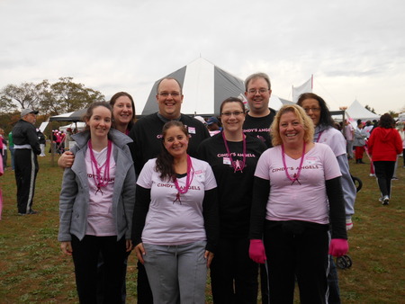 Hurricane Sandy Was No Match For Cindy's Angels @ The Making Strides Against Breast Cancer Walk Pennsauken Nj T-Shirt Photo