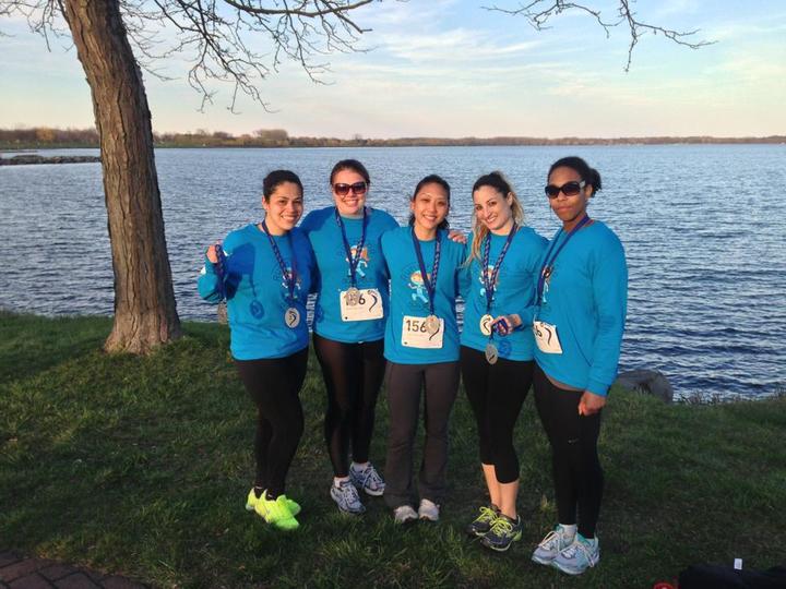 Team "Running With Scalpels" At The Finish Line Of A 78 Mile Race T-Shirt Photo