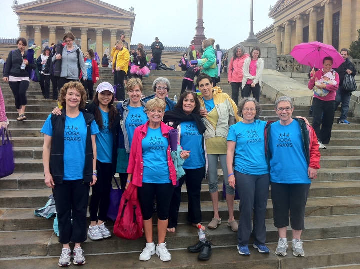 Yoga On Philadelphia Art Museum Steps T-Shirt Photo
