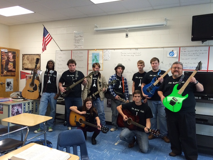 Chillin' With Guitars In Our Custom Ink Guitar Club T Shirts T-Shirt Photo