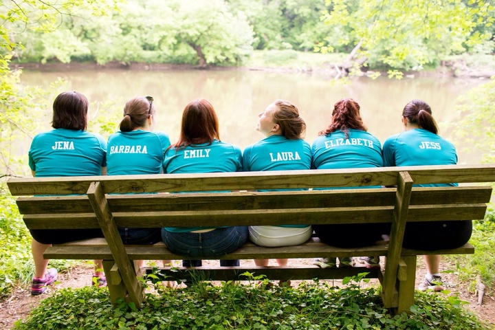 Bridesmaids On A Bench T-Shirt Photo