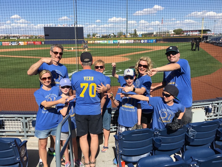 Celebrating Papa's 70th Birthday At Mariner's Spring Training In Az.  T-Shirt Photo